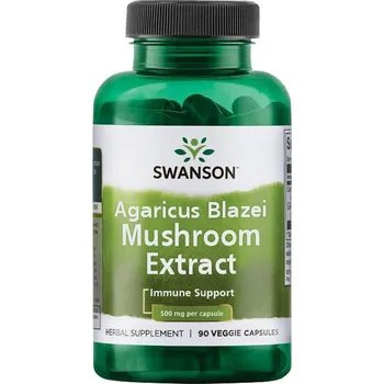 Swanson Agaricus Blazei Mushroom Extract Doplněk stravy s obsahem Agaricus Blazei 90 ks, vegetariánská kapsle, 500 mg