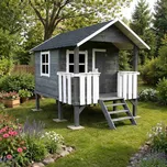 Botodrew Dřevěná zahradní dekorace – dětský domek D1 z masivu, 200 × 250 × 240 cm