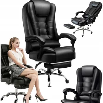 Kancelářská Otočná Židle Kancelářské Křeslo Otočné k psacímu stolu + Podnožka Černá