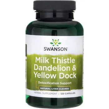 Zdraví Swanson Milk Thistle Dandelion & Yellow Dock Doplněk stravy pro podporu detoxikace 120 ks, kapsle