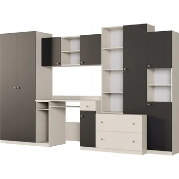 Obývací stěna Nábytková Stěna Nel sada nábytku do obývacího pokoje s rtv skříní Kašmírová béžová Černá