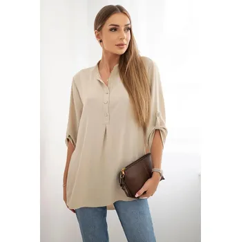 Dámská halenka Halenka s prodlouženým zadním dílem tmavě béžová UNI