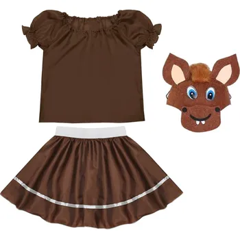 Karnevalový kostým KOSTÝM KONÍK KOSTÝM KŮŇ SADA PONÍK HŘÍBĚ ZVÍŘÁTKA HNĚDÝ 116-128 3 díly