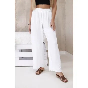 Dámské kalhoty Kalhoty se širokými nohavicemi ecru UNI