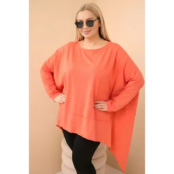 Dámská tunika Dámská tunika Plus Size z bavlny s asymetrickým spodním lemem meruňková UNI