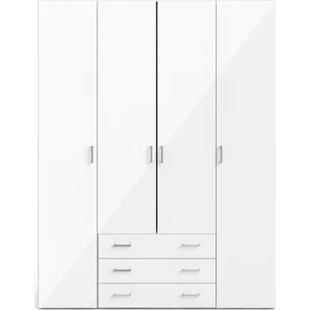 Šatní skříň TVI Čtyřdveřová šatní skříň Home 10 bílá/bílý lesk