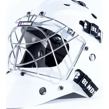 Florbalová maska BlindSave Goalie mask ORIGINAL Brankářská maska bílá, Senior - 52 cm a více, chromová