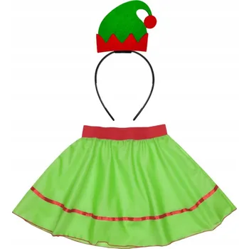 Karnevalový kostým KOSTÝM ELFA KOSTÝM SKŘÍTEK VÁNOCE SUKNĚ ČEPICE ZELENÁ S/M 3e