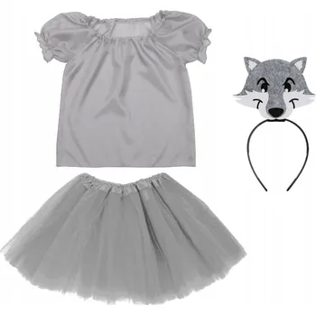 Karnevalový kostým KOSTÝM VLK SUKNĚ HALENKA ČELENKA 134-140 4 díly