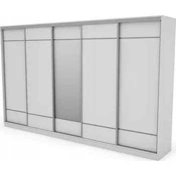 Šatní skříň EMeblast Skříň Posuvné skříně 400 x 244 x 65 cm bílá skříň se zrcadlem