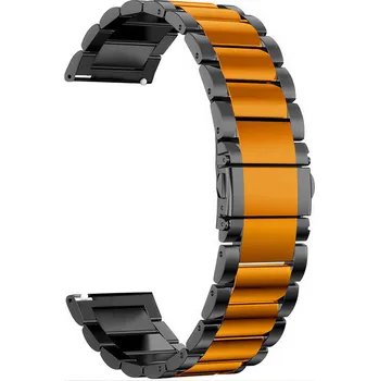 Elektronika Madvell Kovový řemínek ocelový tah černá s oranžovým pruhem 22mm