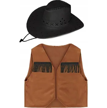 Karnevalový kostým KOSTÝM ŠERIF KOVBOJ VESTA KLOBOUK 134-140