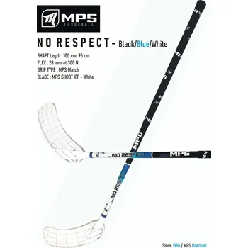 Florbalová hůl MPS NO RESPECT Florbalová hůl bílá / černá / modrá, Pravá (pravá ruka dole), 95cm (=105cm)