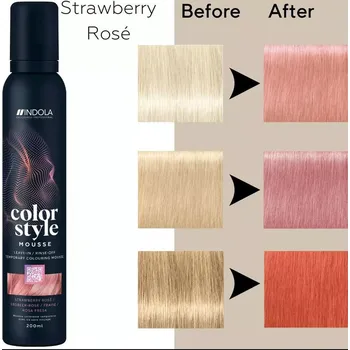 Stylingový přípravek Indola Color Style Mousse barvicí pěna pro styling a barvení v 1 snadném kroku 200 ml, Strawberry Rose