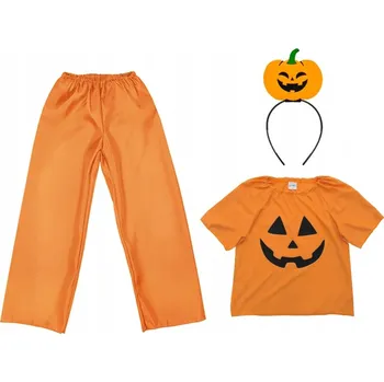 Karnevalový kostým KOSTÝM DÝNĚ HALLOWEEN ČELENKA KALHOTY KOSTÝM DÝNĚ KOSTÝM PODZIMNÍ PLES 134-140