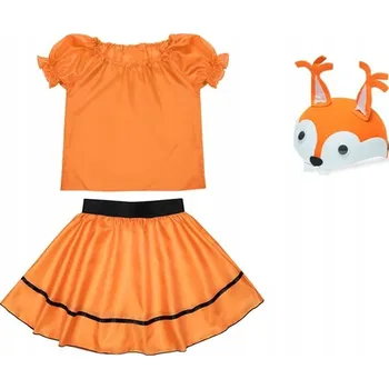 Karnevalový kostým KOSTÝM VEVERKA ČEPICE HALENKA SUKNĚ 116-128