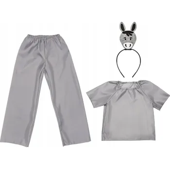 Karnevalový kostým KOSTÝM OSLÍK KALHOTY HALENKA ČELENKA 98-110 4el