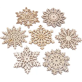 Výřezy z překližky, SNĚHOVÉ VLOČKY, mix vzorů, cca 6x6 cm, 1 kus