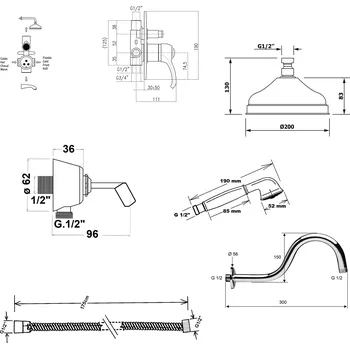 Sprchový set Sapho Kirké podomítkový sprchový set sprchová baterie podomítková s přílsušenstvím 2 výstupy bronzová KI42B-02