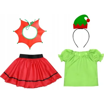 Karnevalový kostým KOSTÝM ELF SKŘÍTEK ČELENKA SUKNĚ 116-128 5ks