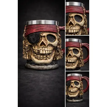 Nerezový hrníček na pivo - pirát