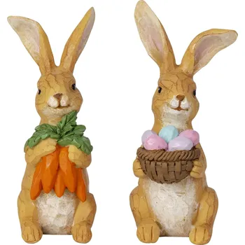 Vánoční dekorace Zajíc hnědý s mrkví a kraslicemi