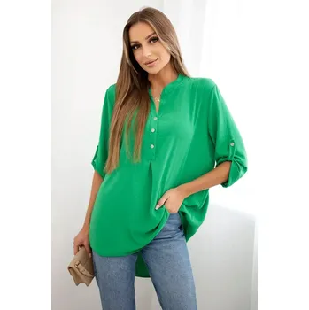 Dámská halenka Halenka s prodlouženým zadním dílem jasně zelená UNI