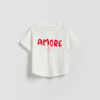 Dětská móda Reserved - Vzorované tričko - krémová - 696HU-01X - 696HU-01X-110