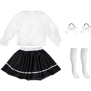 Karnevalový kostým KOSTÝM OUTFIT SUKNĚ BÍLO-ČERNÁ 134-140 5 dílů