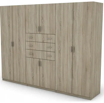 Šatní skříň Skříň eMeblast Šatní skříně s otevíracími dveřmi 225 x 210 x 57 cm dub sonoma světlá šuplík, s vybavením