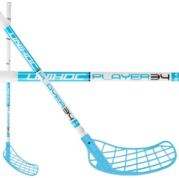 Florbalová hůl Unihoc Basic PLAYER 34 white/blue Florbalová hůl bílá / modrá, Pravá (pravá ruka dole), 87cm (=97cm)