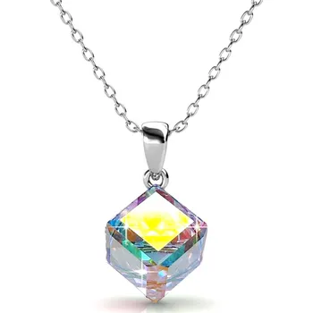 Náhrdelník Elenys pozlacený náhrdelník Kostka s krystalem Swarovski® 18K bílé zlato