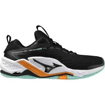 Pánská sálová obuv Mizuno WAVE STEALTH NEO 2(U) X1GA240012 Sálová obuv Black / Tangelo / Ice Green, UK 4,5, EU 37, US 5,5, 23,5 cm