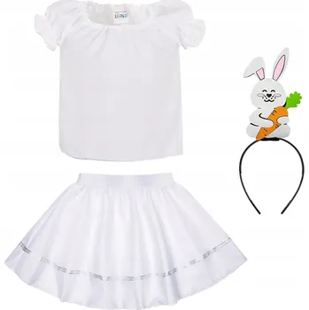 Karnevalový kostým KOSTÝM KRÁLÍK SADA PŘEVLEK NA PLES KOSTÝM ZVÍŘÁTKO BÍLÝ 116-128 4 díly