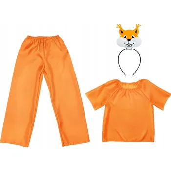 Karnevalový kostým KOSTÝM VEVERKA KALHOTY HALENKA ČELENKA 134-140 4e