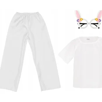 Karnevalový kostým KOSTÝM KRÁLÍČEK PŘEVLEK ZA ZAJÍČKA JARO Velikonoce BÍLÝ 98-110 3 dílků