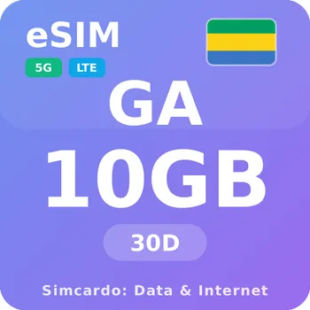 SIM karta Gabon Mobilní Internet - eSIM 10GB 30 dní datová SIM karta