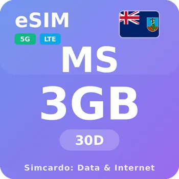SIM karta Montserrat Mobilní Internet - eSIM 3GB 30 dní datová SIM karta