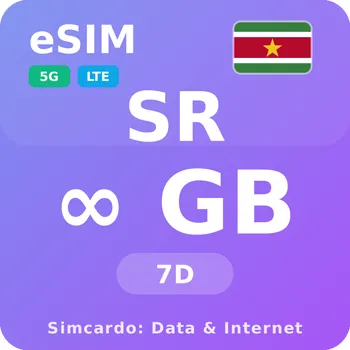 SIM karta Surinam Neomezený Mobilní Internet - eSIM 7 dní datová SIM karta
