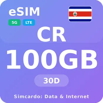 SIM karta Kostarika Mobilní Internet - eSIM 100GB 30 dní datová SIM karta