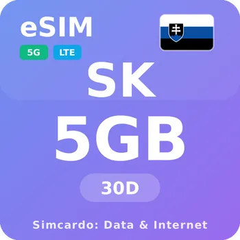 SIM karta Slovensko Mobilní Internet - eSIM 5GB 30 dní datová SIM karta