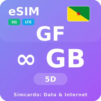 SIM karta Francouzská Guyana Neomezený Mobilní Internet - eSIM 5 dní datová SIM karta