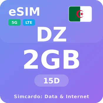 SIM karta Alžírsko Mobilní Internet - eSIM 2GB 15 dní datová SIM karta
