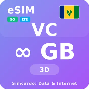 SIM karta Svatý Vincenc a Grenadiny Neomezený Mobilní Internet - eSIM 3 dní datová SIM karta (esims_ULP_3D_VA_V2)