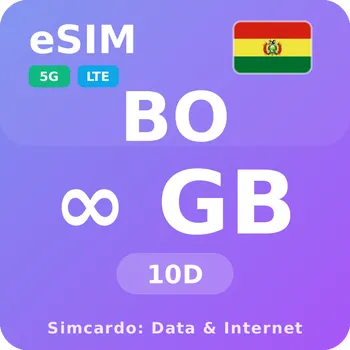 SIM karta Bolívie Neomezený Mobilní Internet - eSIM 10 dní datová SIM karta (esims_ULE_10D_BN_V2)