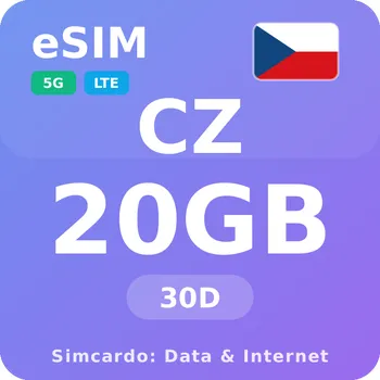 SIM karta Česká republika Mobilní Internet - eSIM 20GB 30 dní datová SIM karta