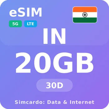 SIM karta Indie Mobilní Internet - eSIM 20GB 30 dní datová SIM karta