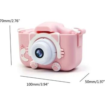 Digitální fotoaparát Fotoaparát pro děti X5 s motivem kočky, růžový