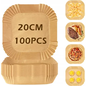 Obraz Papier do pieczenia vložky do horkovzdušné fritézy x100 air fryer 20 cm