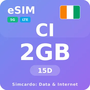 SIM karta Pobřeží slonoviny Mobilní Internet - eSIM 2GB 15 dní datová SIM karta